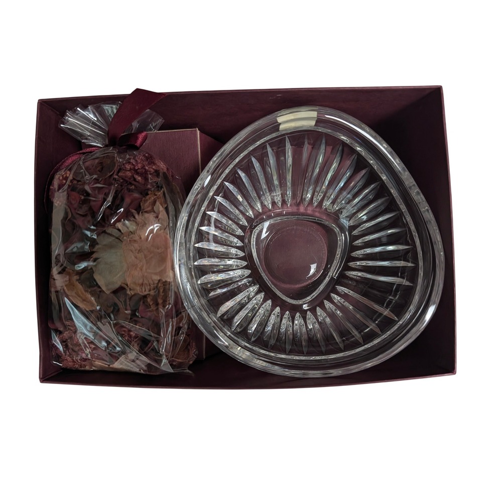 Mikasa Crystal Bowl and Potpourri Gift Set Germany Triangular Glass Dish Boxed